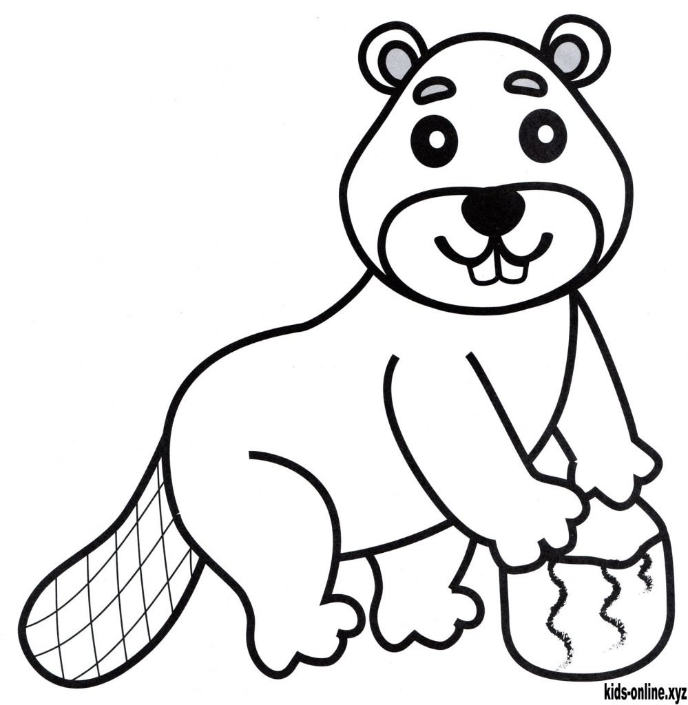 Beaver with a Nut coloring page - 