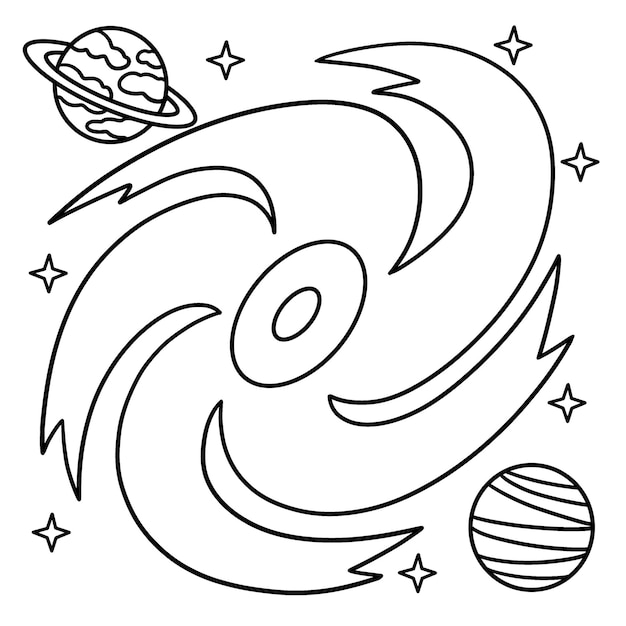 Premium Vector | Black hole coloring page for kids