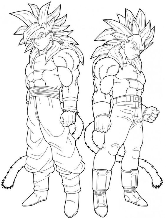 Dragon Ball Z Super Saiyan 4 - Coloring Pages for Kids and for Adults
