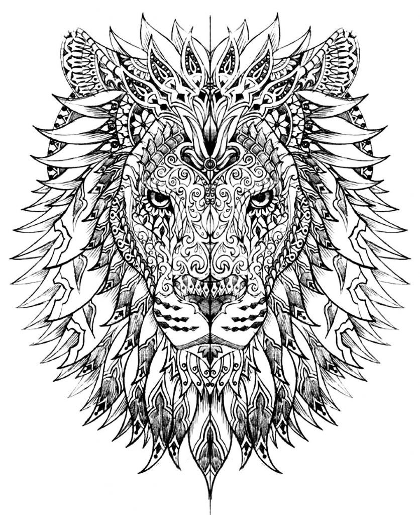 Hard Coloring Pages for Adults | Lion coloring pages, Animal ...