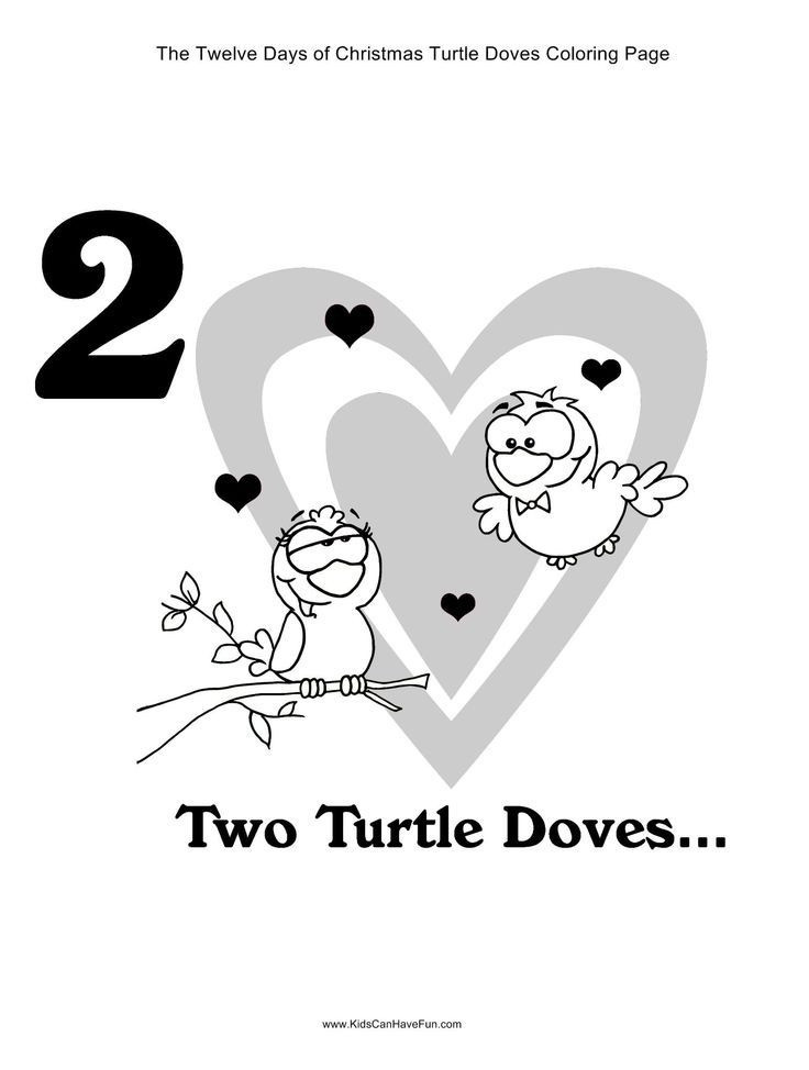 12 Days of Christmas Two Turtle Doves Coloring Page http://www ...