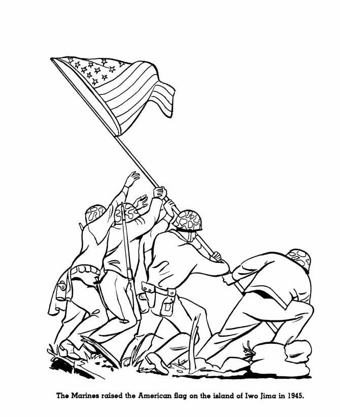 Memorial Day Coloring Pages - Battle of Iwo Jima Coloring Pages 
