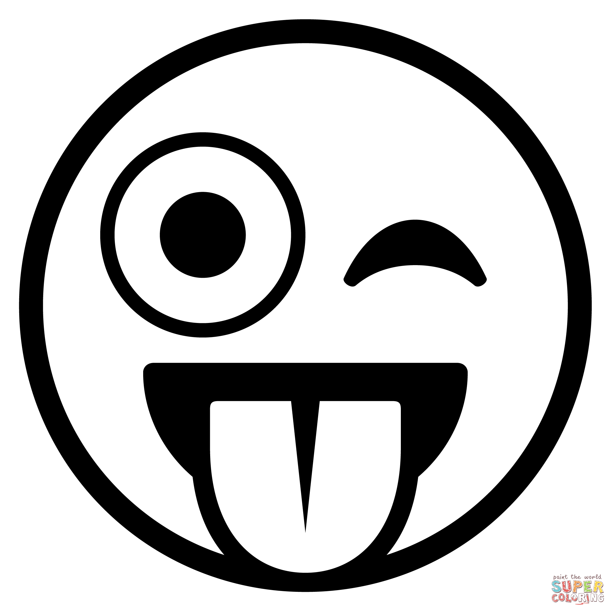 Winking Face with Tongue Emoji coloring page | Free Printable Coloring Pages