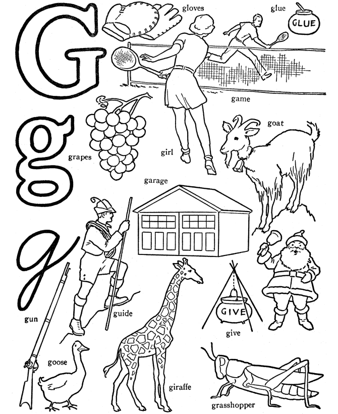 G Word Coloring Pages - High Quality Coloring Pages