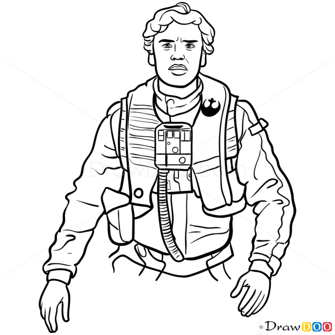 How to Draw Poe Dameron, Star Wars