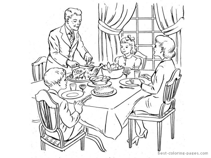 Family Eating Dinner Coloring Page ...