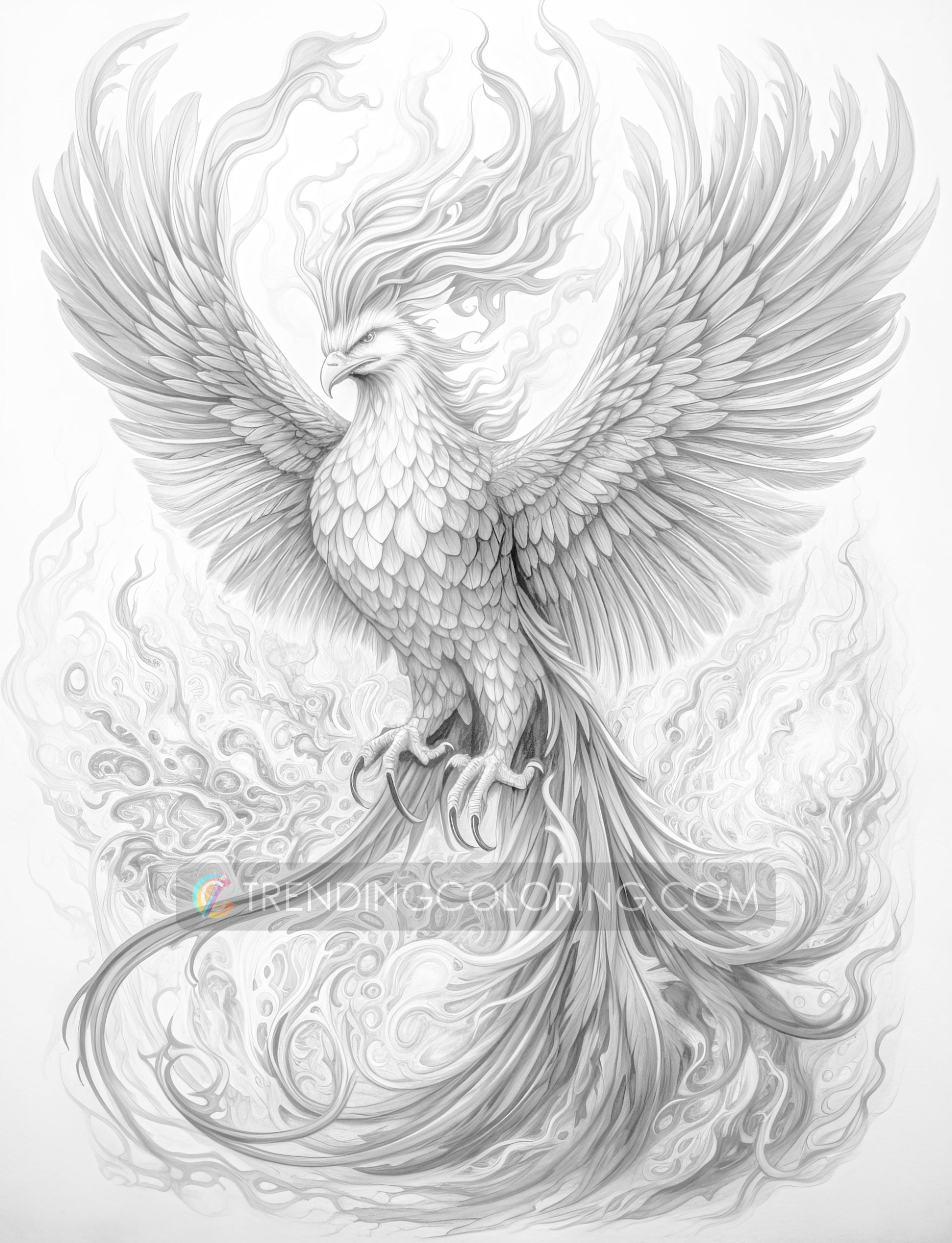25 Mythical Phoenix Grayscale Coloring ...