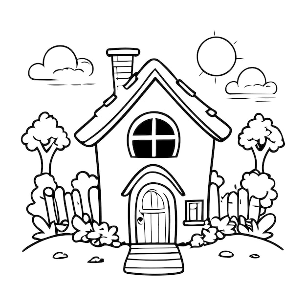 Cute House Coloring Page for Kids ...