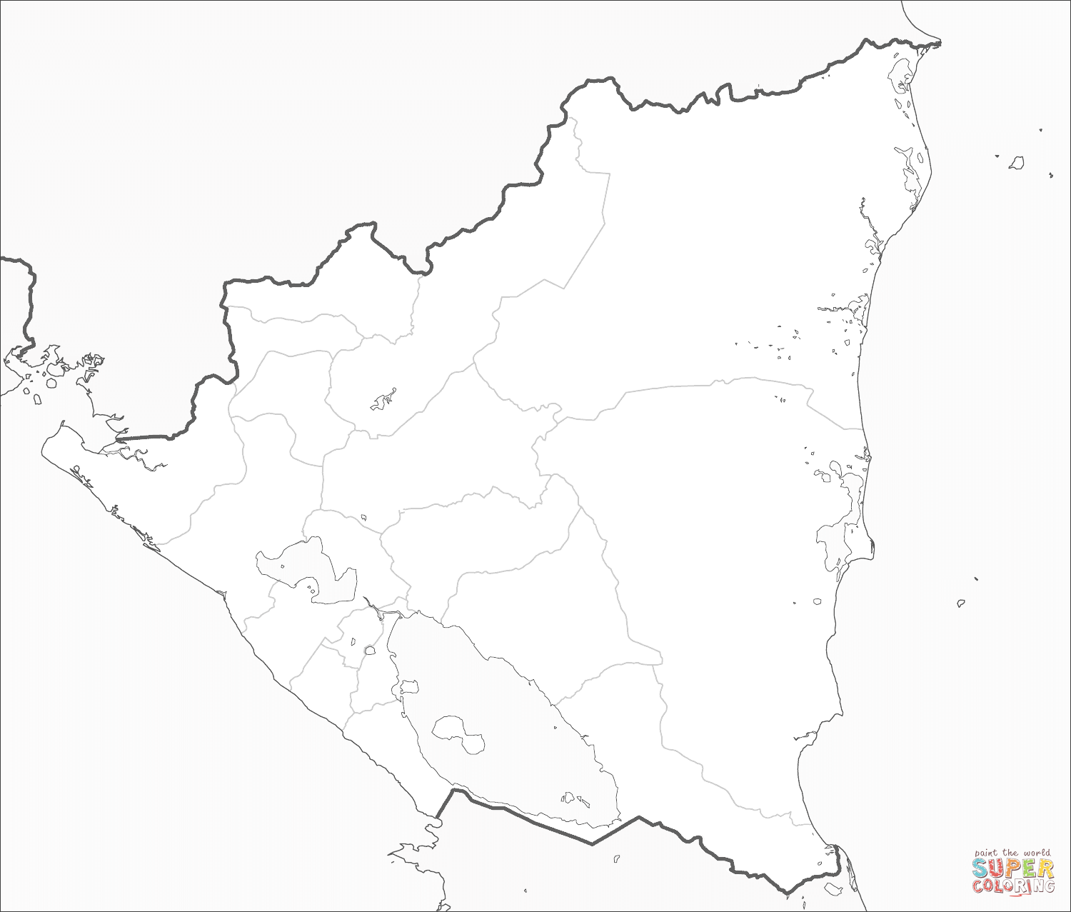 Nicaragua Map coloring page | Free ...