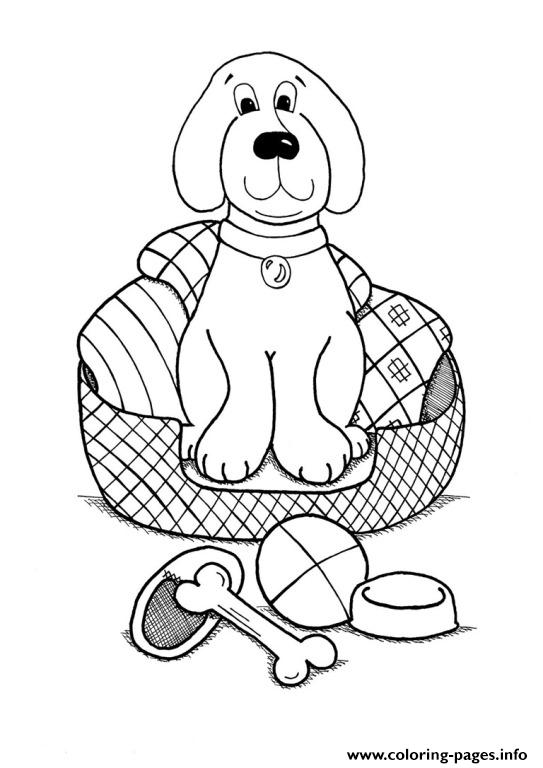 Dog In A Basket With Blanket 5674 Coloring Pages Printable