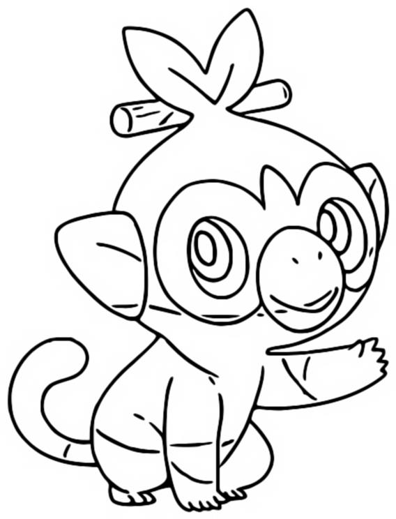 Coloring page Pokémon Sword and Shield : Grookey 3