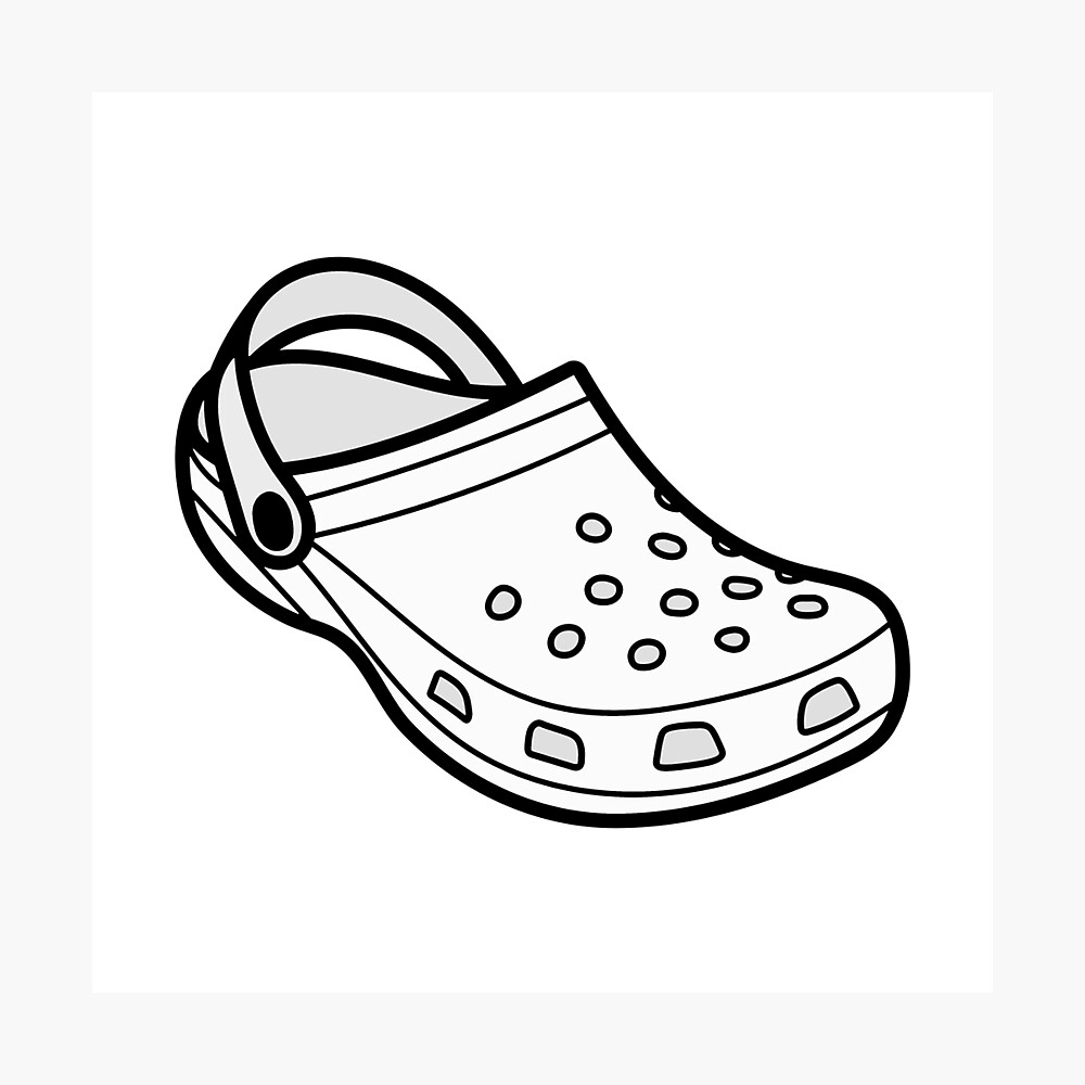 White Croc Shoe Illustration Poster - Coloring Nation