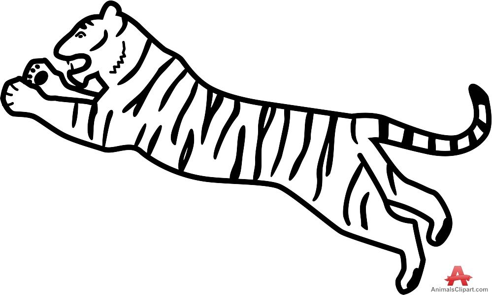 Jumping Tiger Outline Design | Free Clipart Design Download