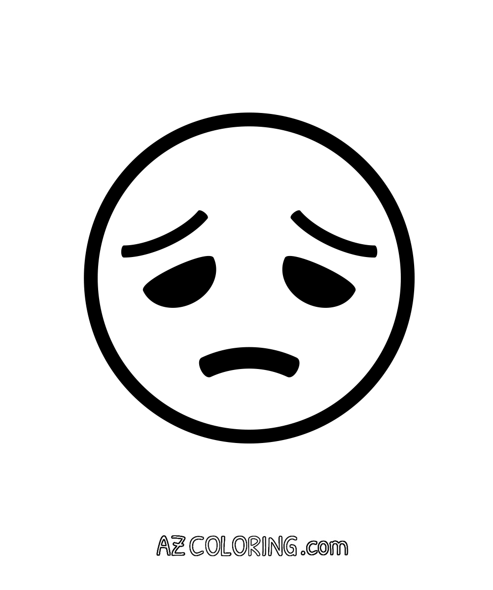 Disappointed, Sad Face Emoji Coloring Page