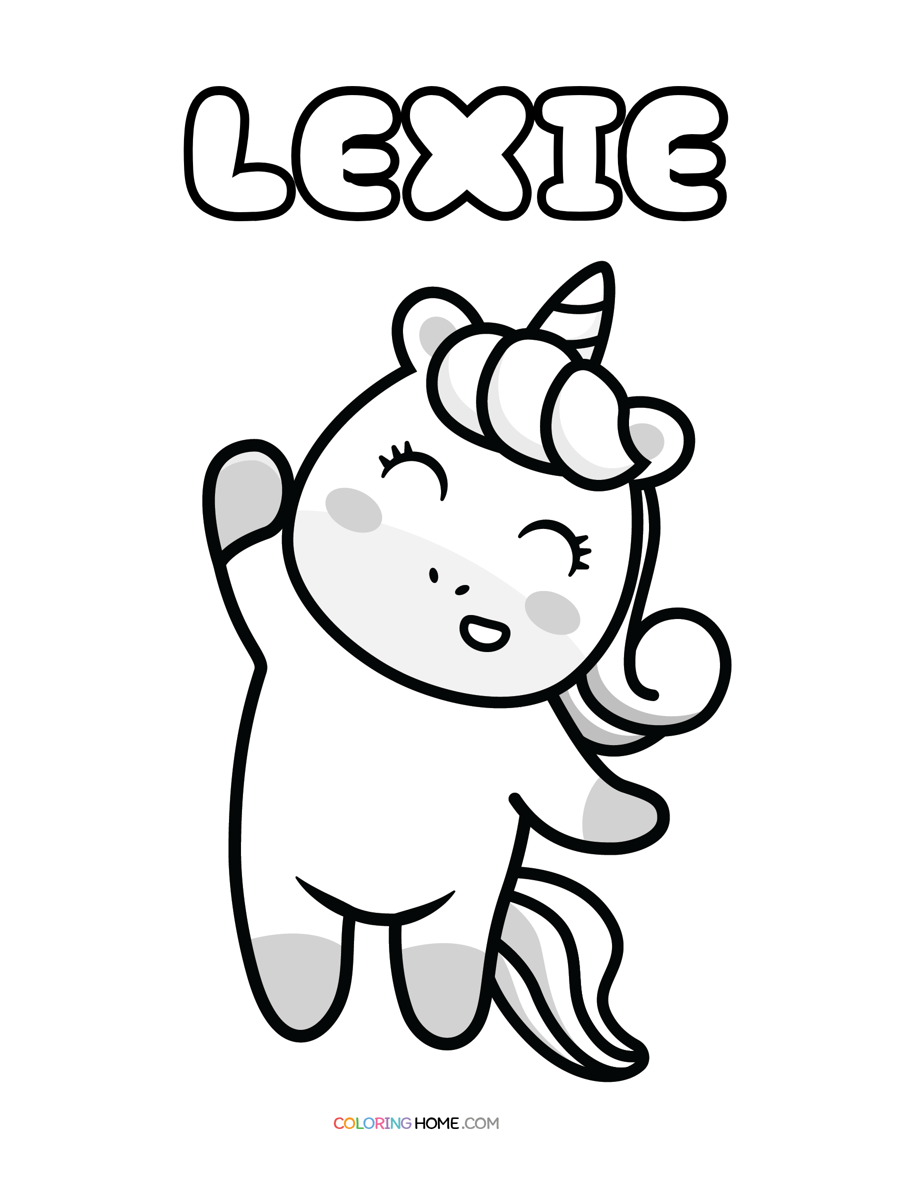 Lexie unicorn coloring page