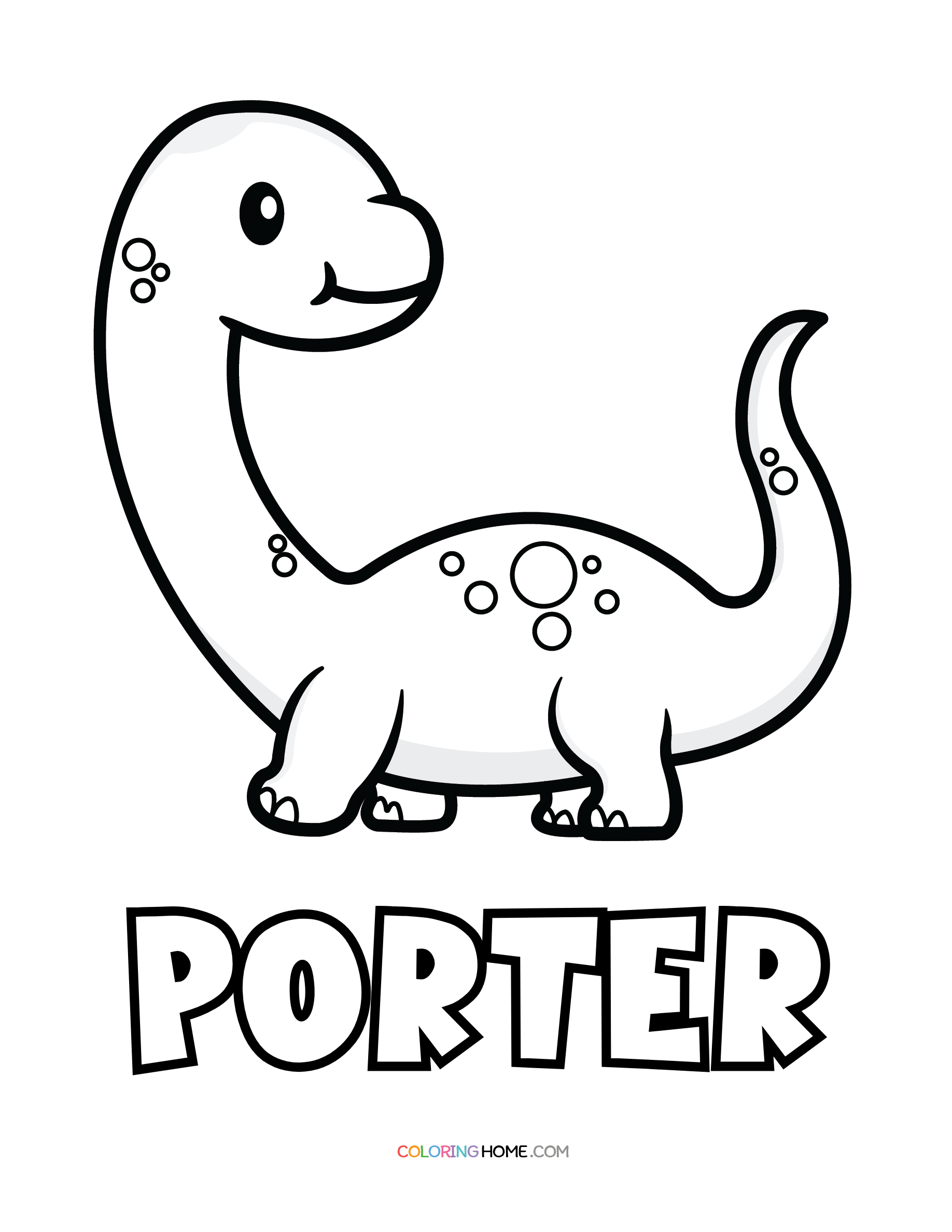 Porter dinosaur coloring page