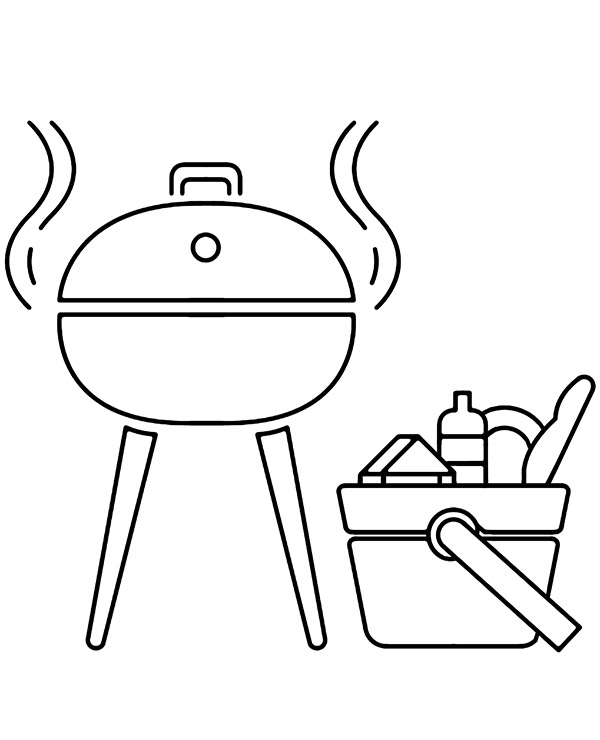 Barbecue set coloring sheet - Topcoloringpages.net