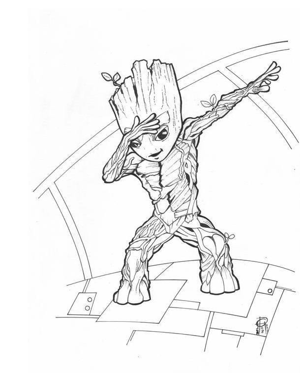 Dab Groot Coloring Page - Free Printable Coloring Pages for Kids