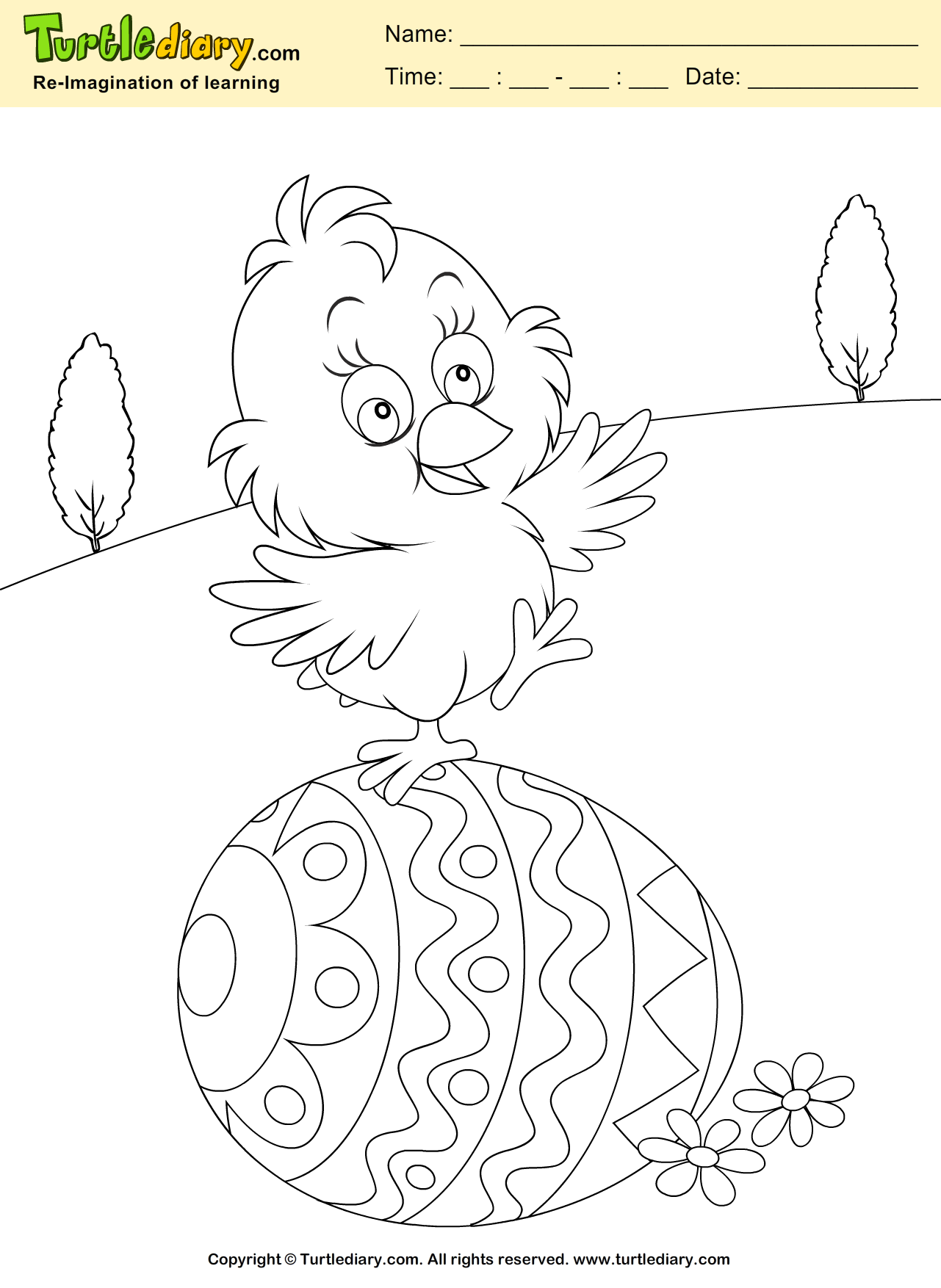 Easter Egg and Chicken Coloring Sheet | Turtle Diary