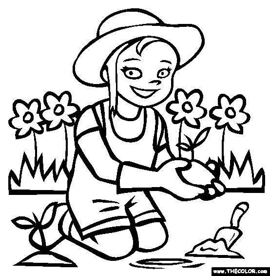 Gardening Coloring Page | Free Gardening Online Coloring | Flower coloring  pages, Garden coloring pages, Coloring books