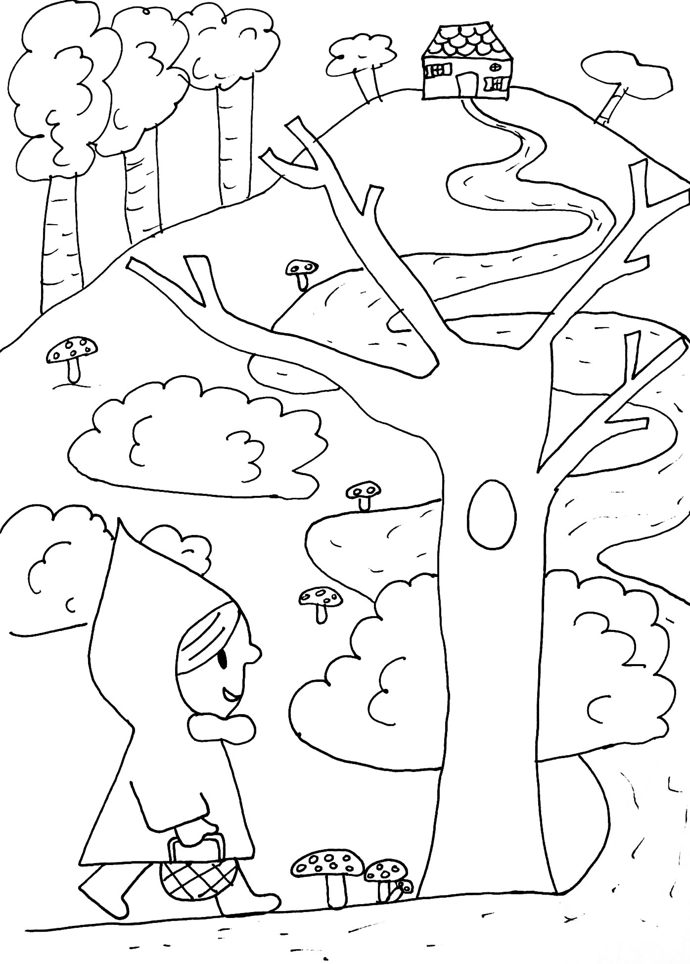 Little Red Riding Hood (easy) - Tales Kids Coloring Pages