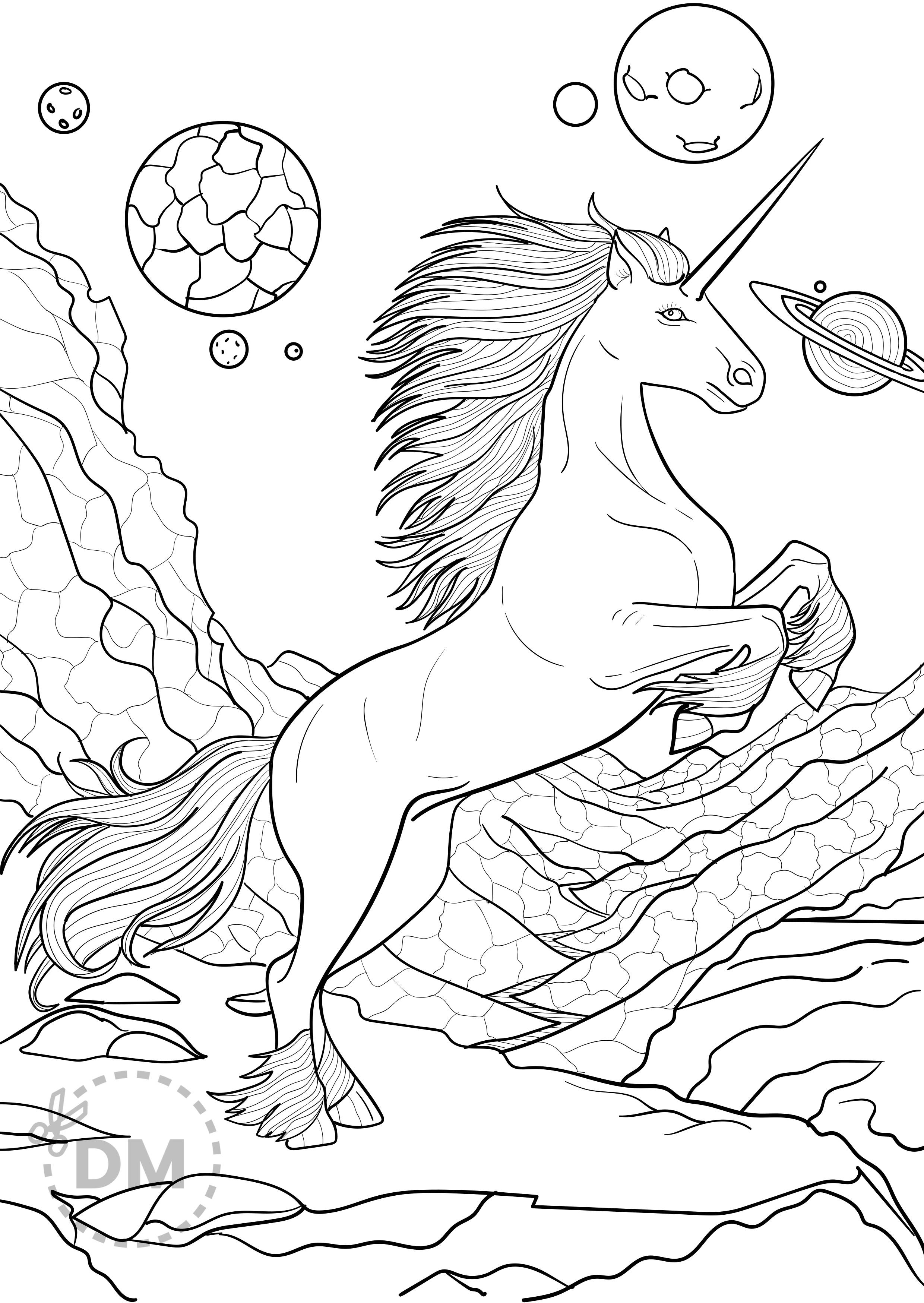 Unicorn Coloring Page for Adults | Printable Page for Download -  diy-magazine.com