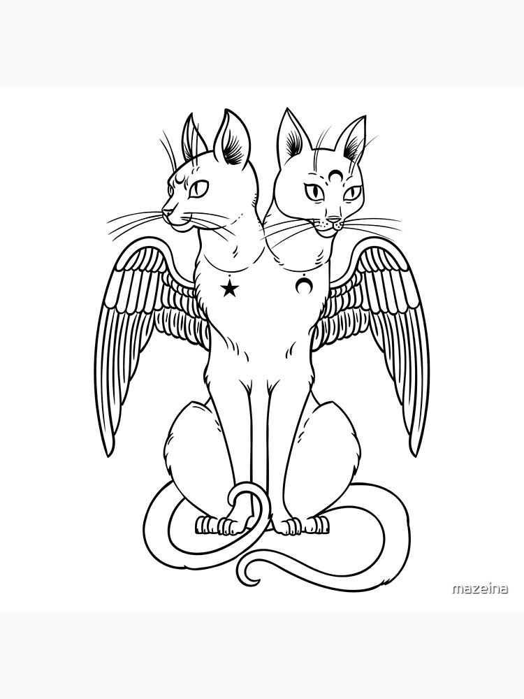 White Cat with two heads and angel wings