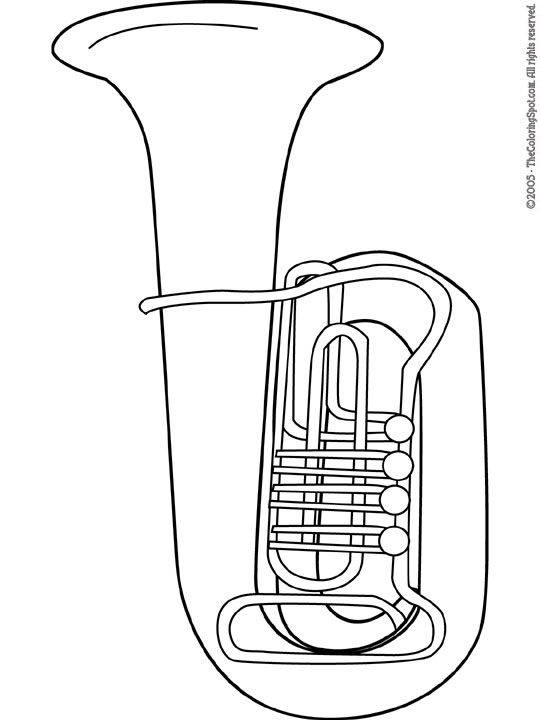 Tuba Coloring Page | Audio Stories for Kids | Free Coloring Pages |  Colouring Printables