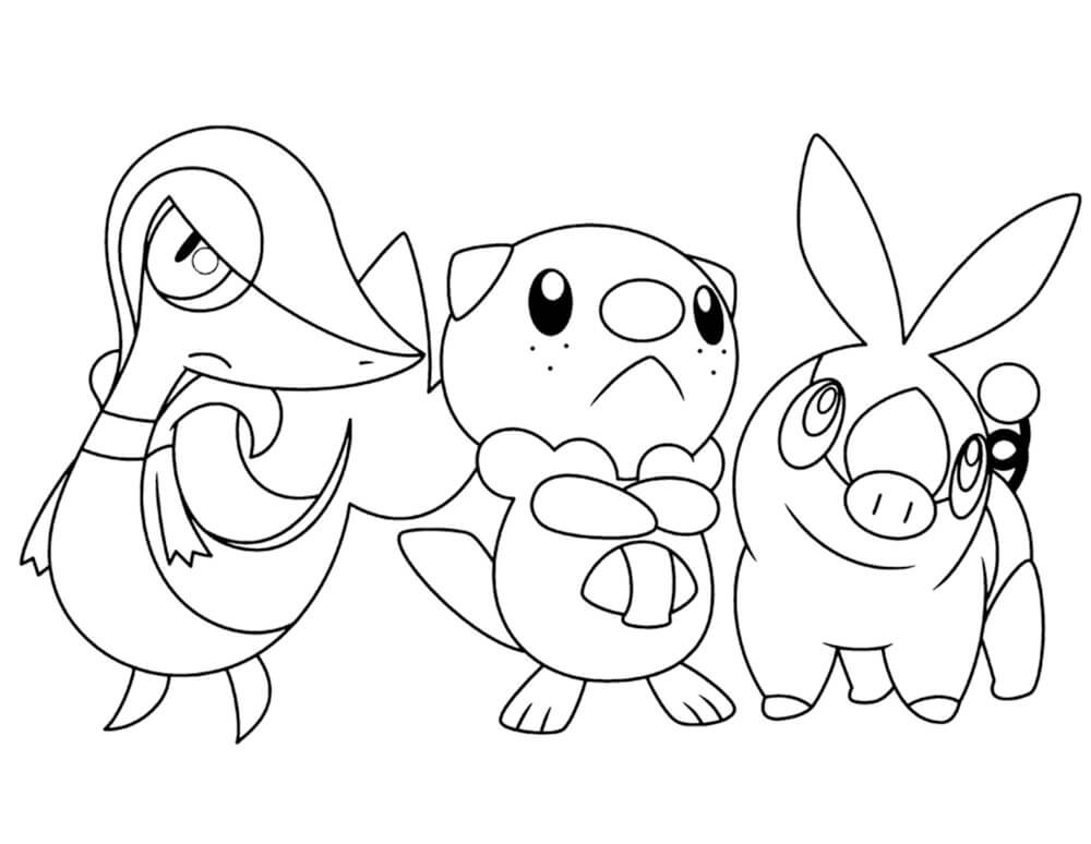 Tepig, Oshawott and Snivy Pokemon Coloring Page - Free Printable Coloring  Pages for Kids