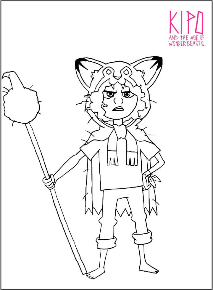 Wolf with Staff Coloring Page - Free Printable Coloring Pages for Kids