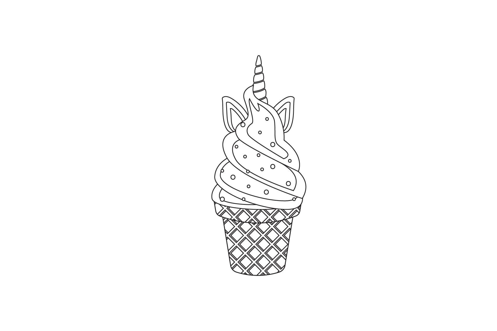 Unicorn Ice Cream Coloring Page Graphic by Intanseptianakartika · Creative  Fabrica