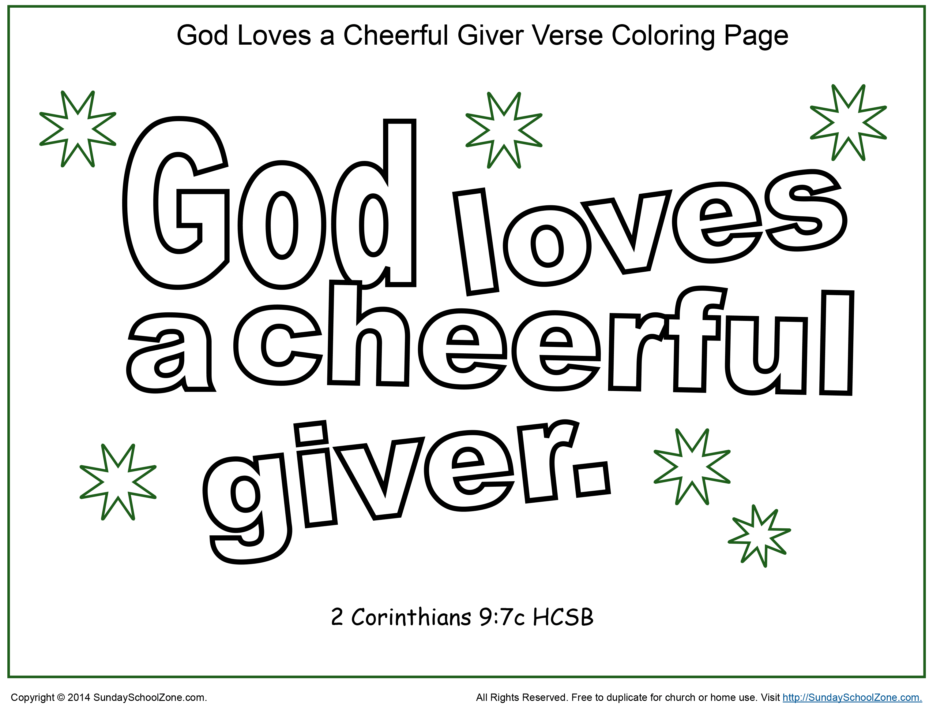 God Loves A Cheerful Giver Coloring Page