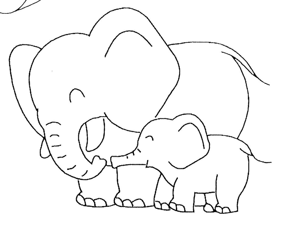 Mom And Son Elephant Coloring Pages Free Picture | Coloring ...