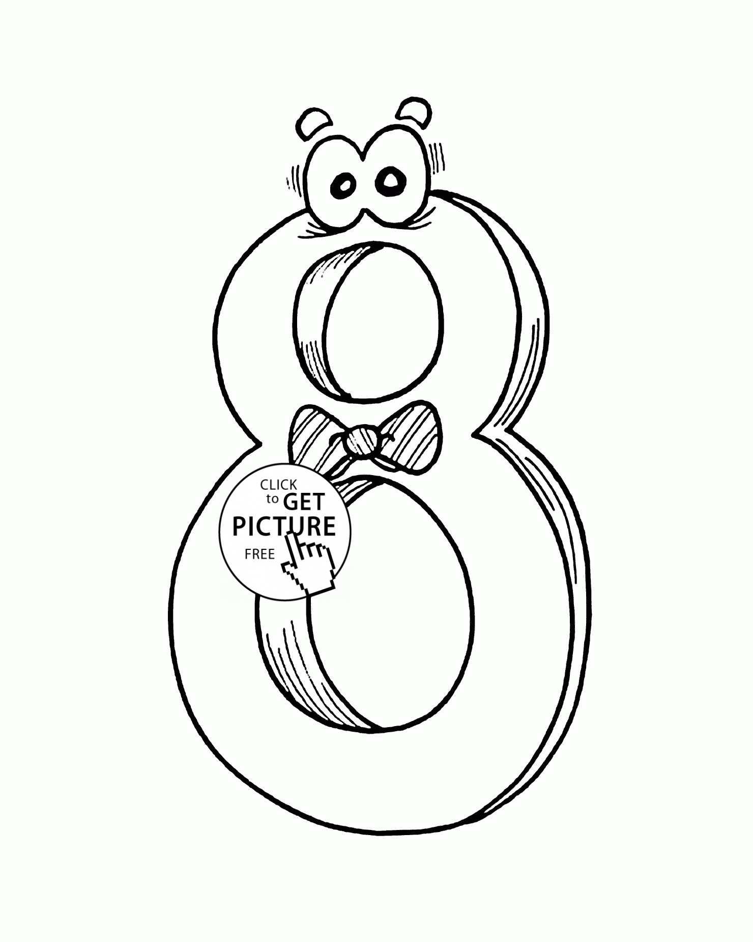 Funny 8 Numbers coloring pages for kids, counting printables free ...