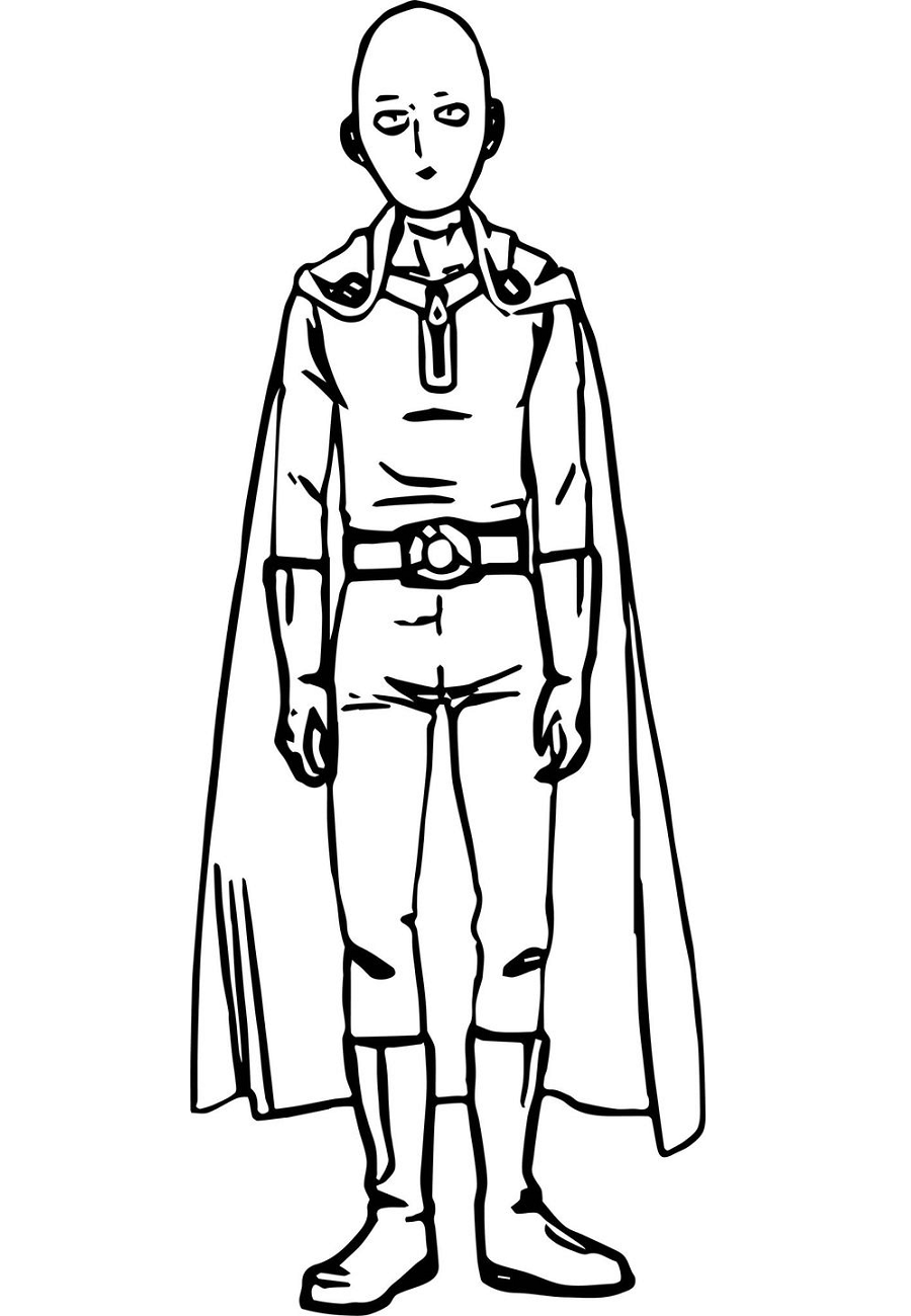 Saitama Caped Baldy Coloring Page - Free Printable Coloring Pages for Kids
