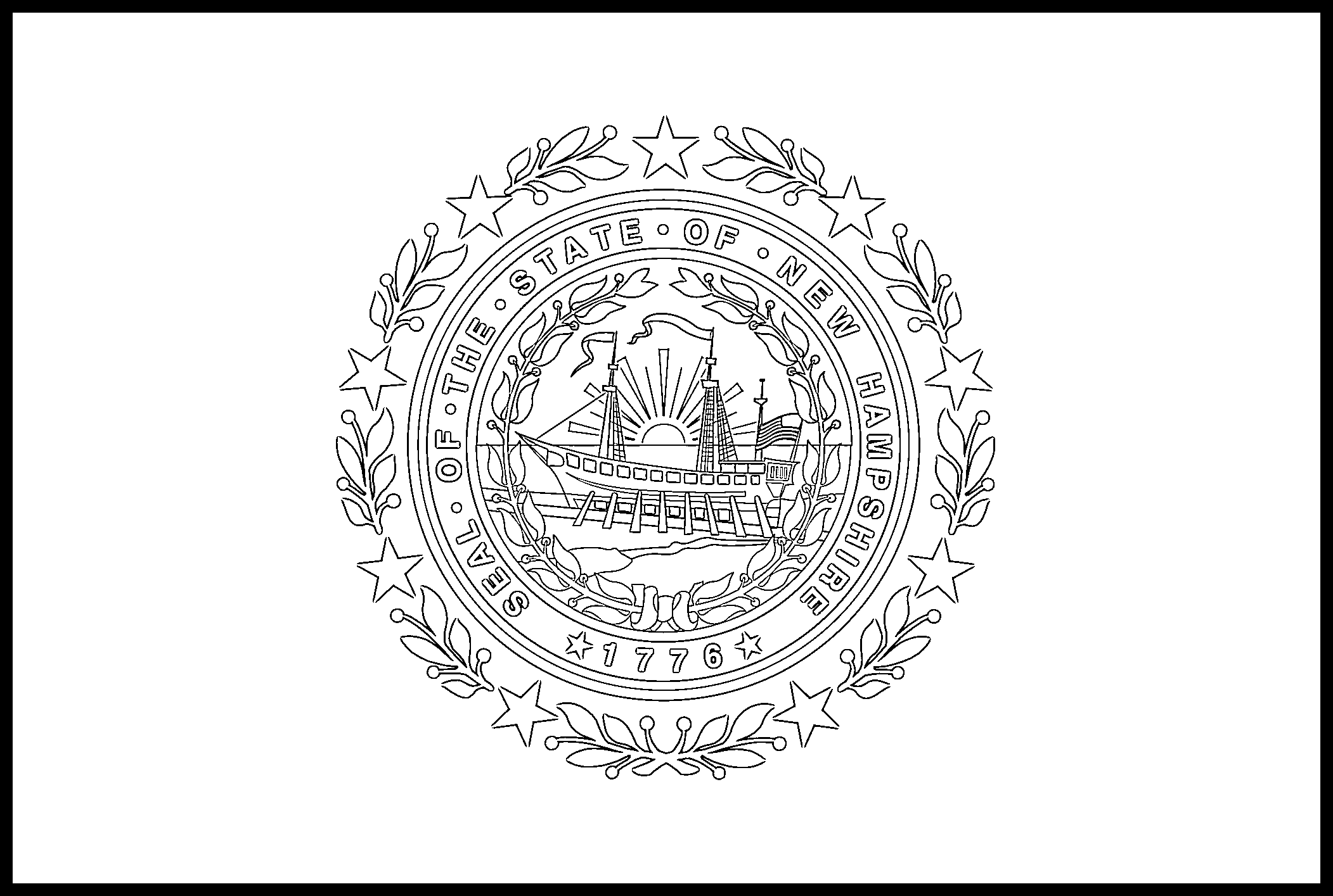 New Hampshire Flag Coloring Page – State Flag Drawing – Flags Web
