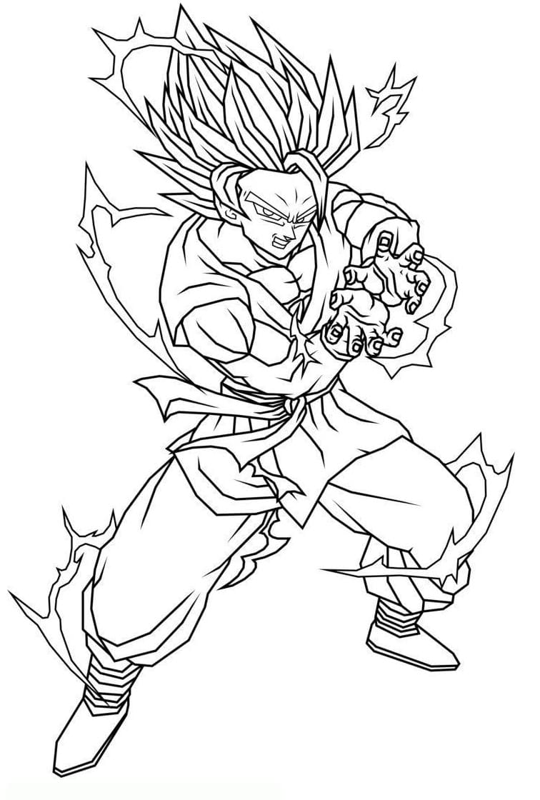 Powerful Son Goku Coloring Page - Free Printable Coloring Pages for Kids