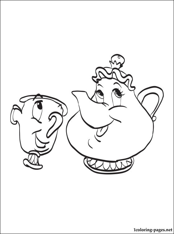 Mrs. Potts and Chip Potts coloring page | Coloring pages