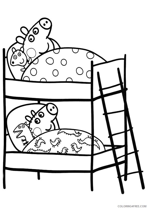 peppa pig coloring pages peppa and george sleeping Coloring4free ...