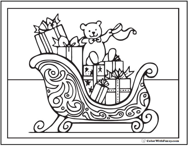 Santa's Sleigh Coloring Pages - Coloring Nation