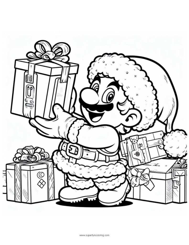 Mario Christmast Coloring Page - Super Fun Coloring