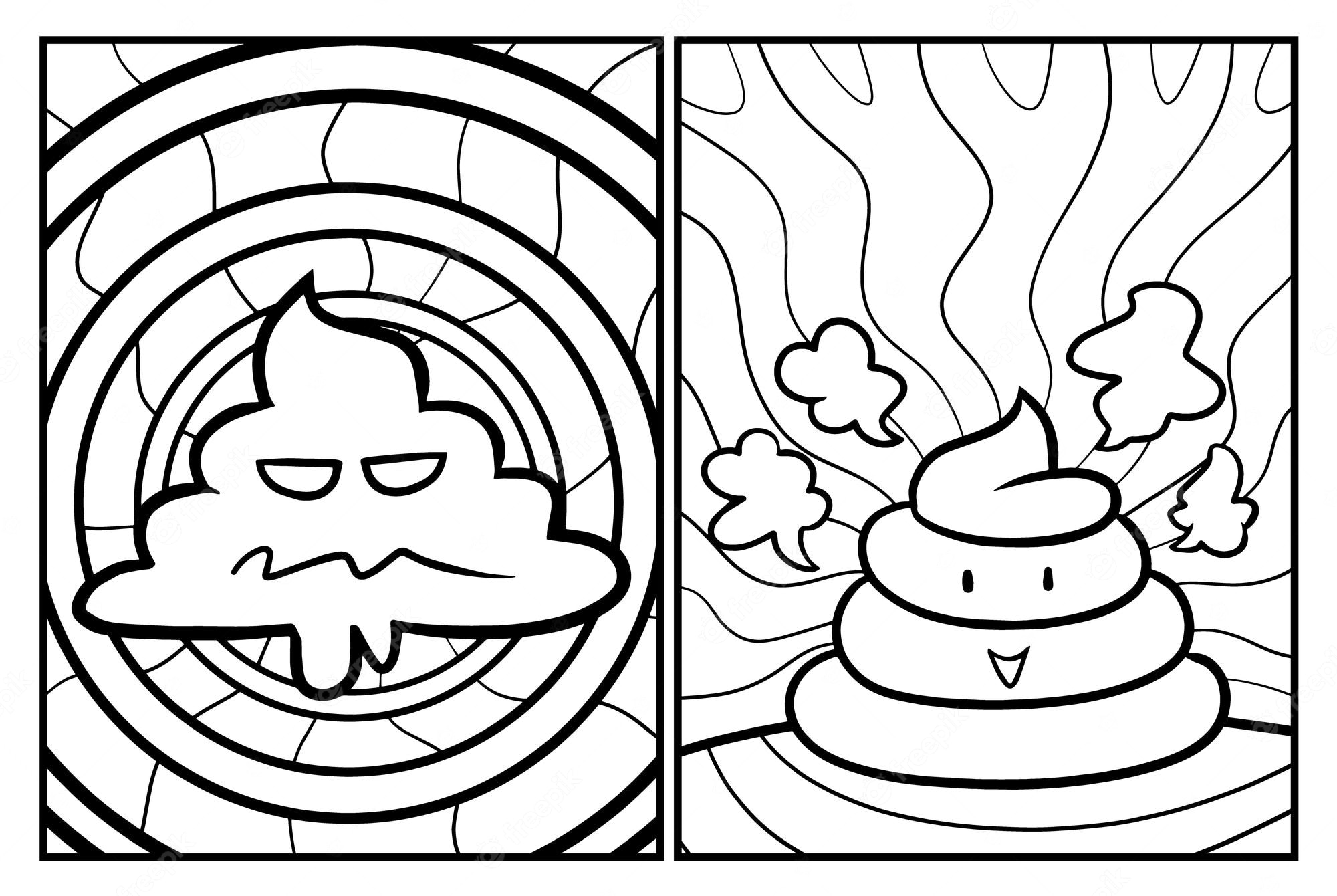 Premium Vector | Funny poop cartoon coloring page