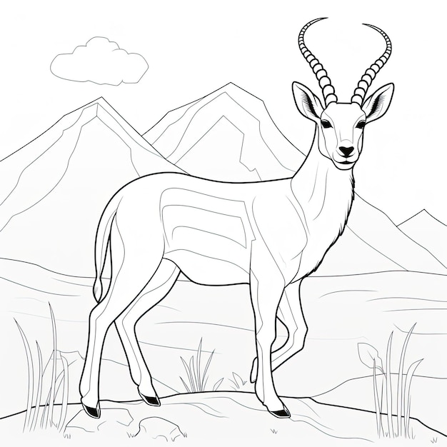 Premium AI Image | Black and white coloring picture of a antelope