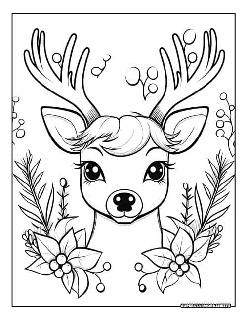 Reindeer Coloring Pages - Superstar Worksheets