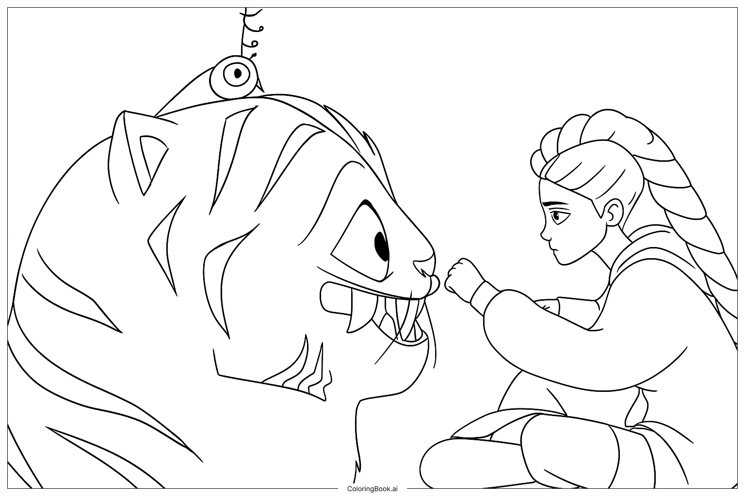 Jinu and Rumi Coloring Page (Free PDF&PNG Printable)