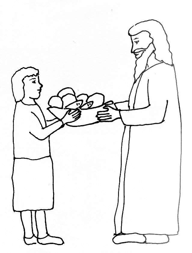 Bible Story Coloring Page for the Feeding of the Five Thousand | Free Bible  Stories for Children