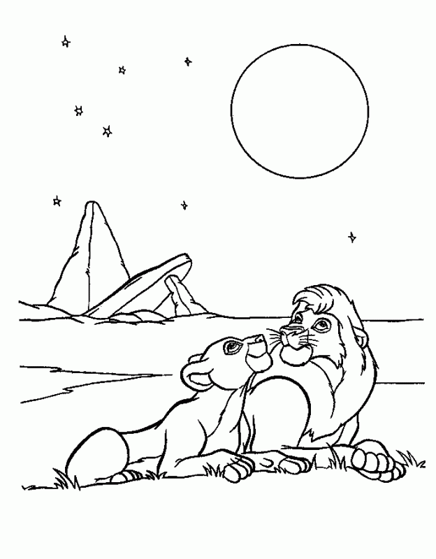 Simba Walking with Nala Coloring Page | Animal pages of ...