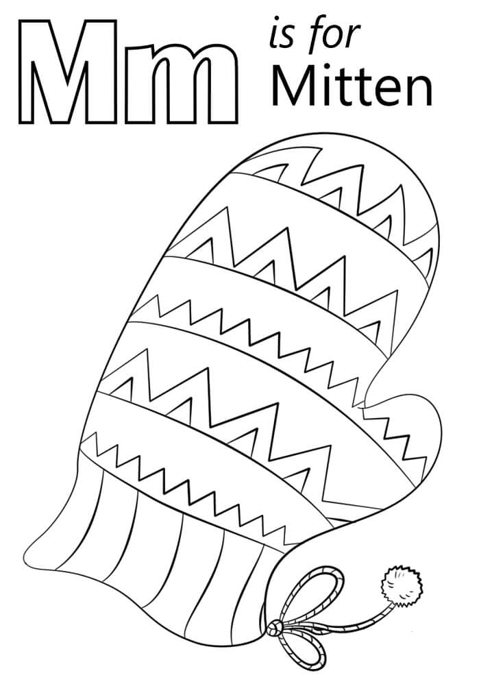 Mitten Letter M Coloring Page - Free Printable Coloring Pages for Kids