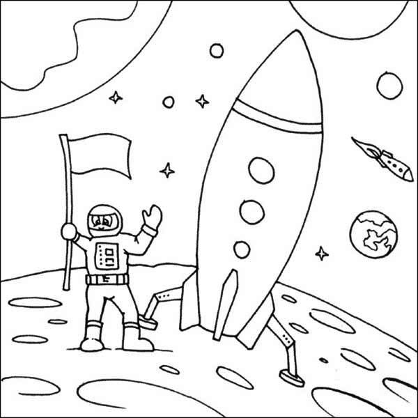 Rockets Ship And Astronaut Landing On The Moon Coloring Page - Download &  Print Online Colorin… | Moon coloring pages, Space coloring pages, Detailed coloring  pages