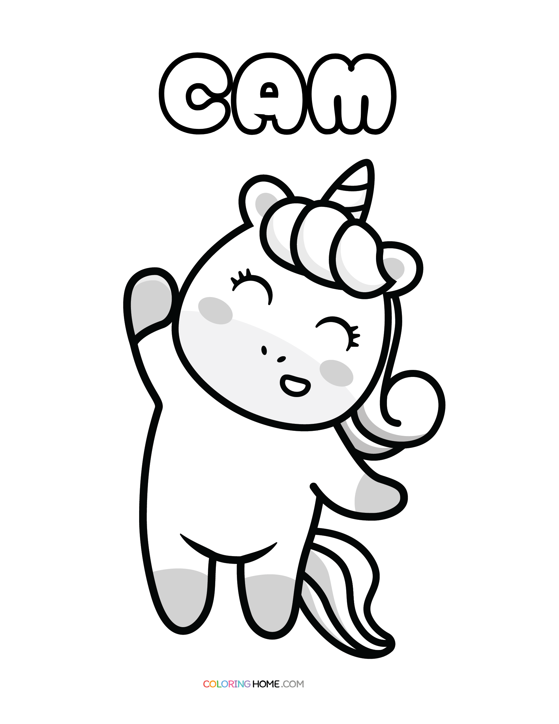 Cam unicorn coloring page